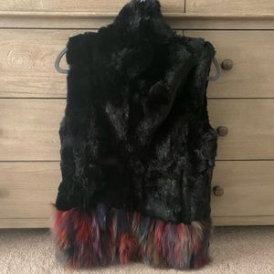 Rabbit/Fox Fur Adrienne Landau Vest Size S